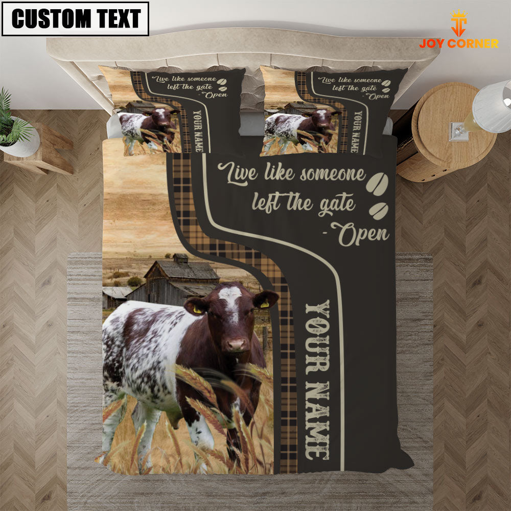 Shorthorn Like Someone Left The Gate Open Customized Name 3D Bedding Set