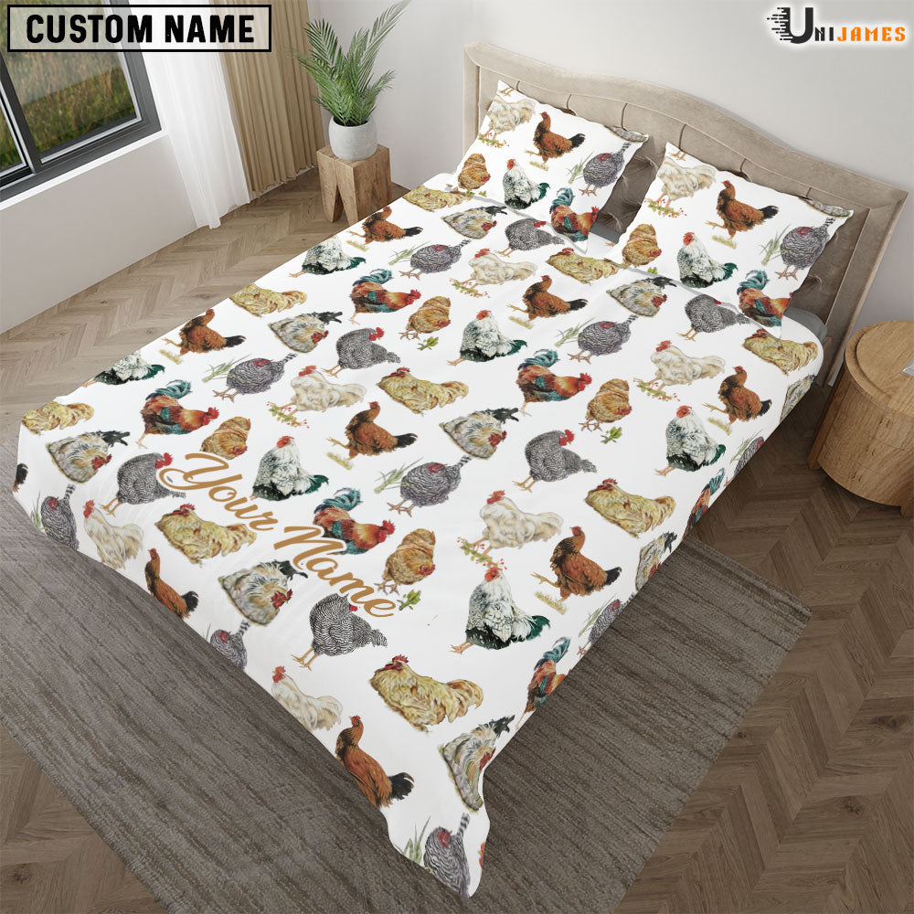 Chicken Beautiful Pattern Custom Name Bedding Set