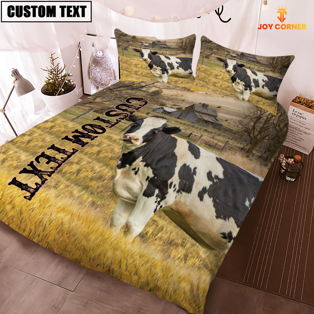 Personalized Name Holstein Cattle On The Farm 3D Bedding Set