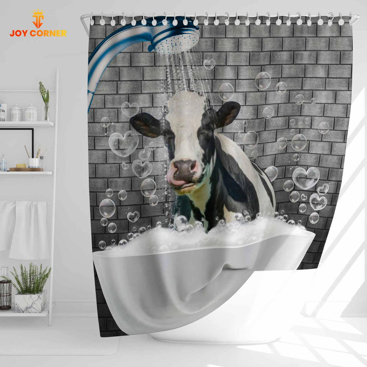 Holstein Brick Wall 3D Shower Curtain