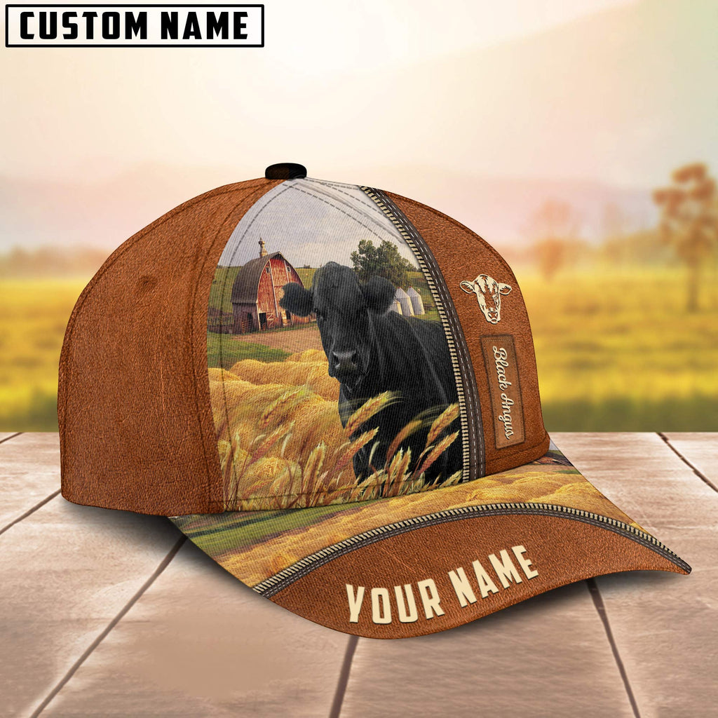 Personalized Name Black Angus Barn Farm Cap