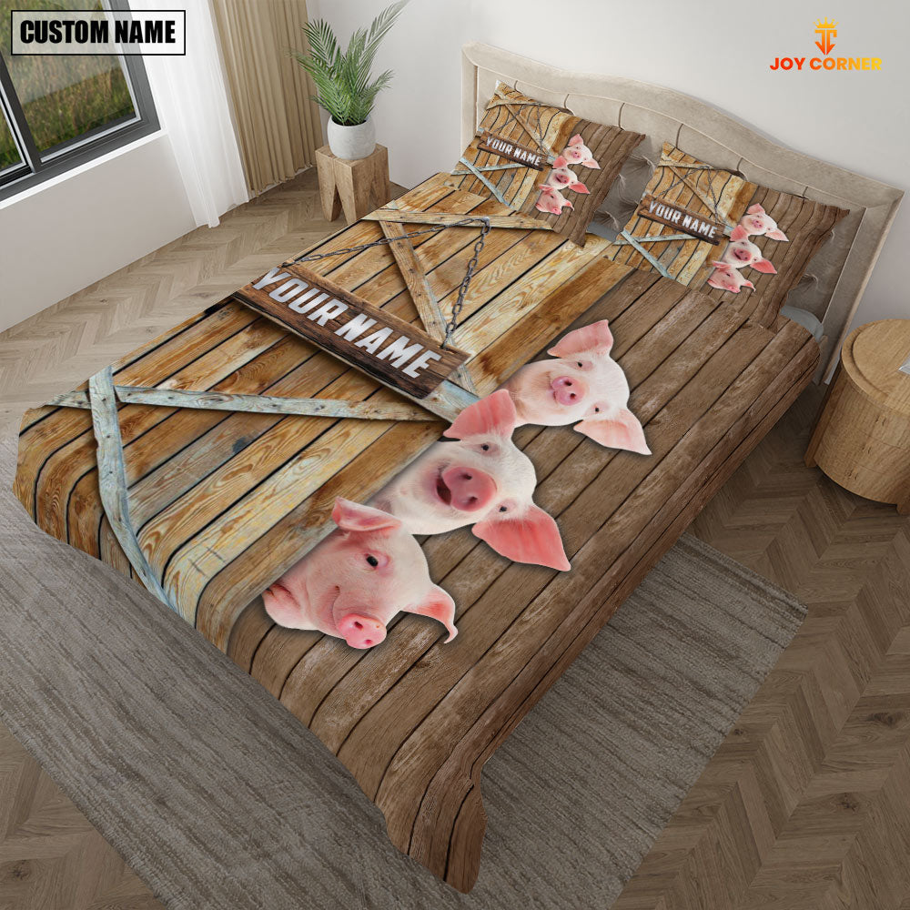 Happy Farm Pig Wooden Door Bedding Set