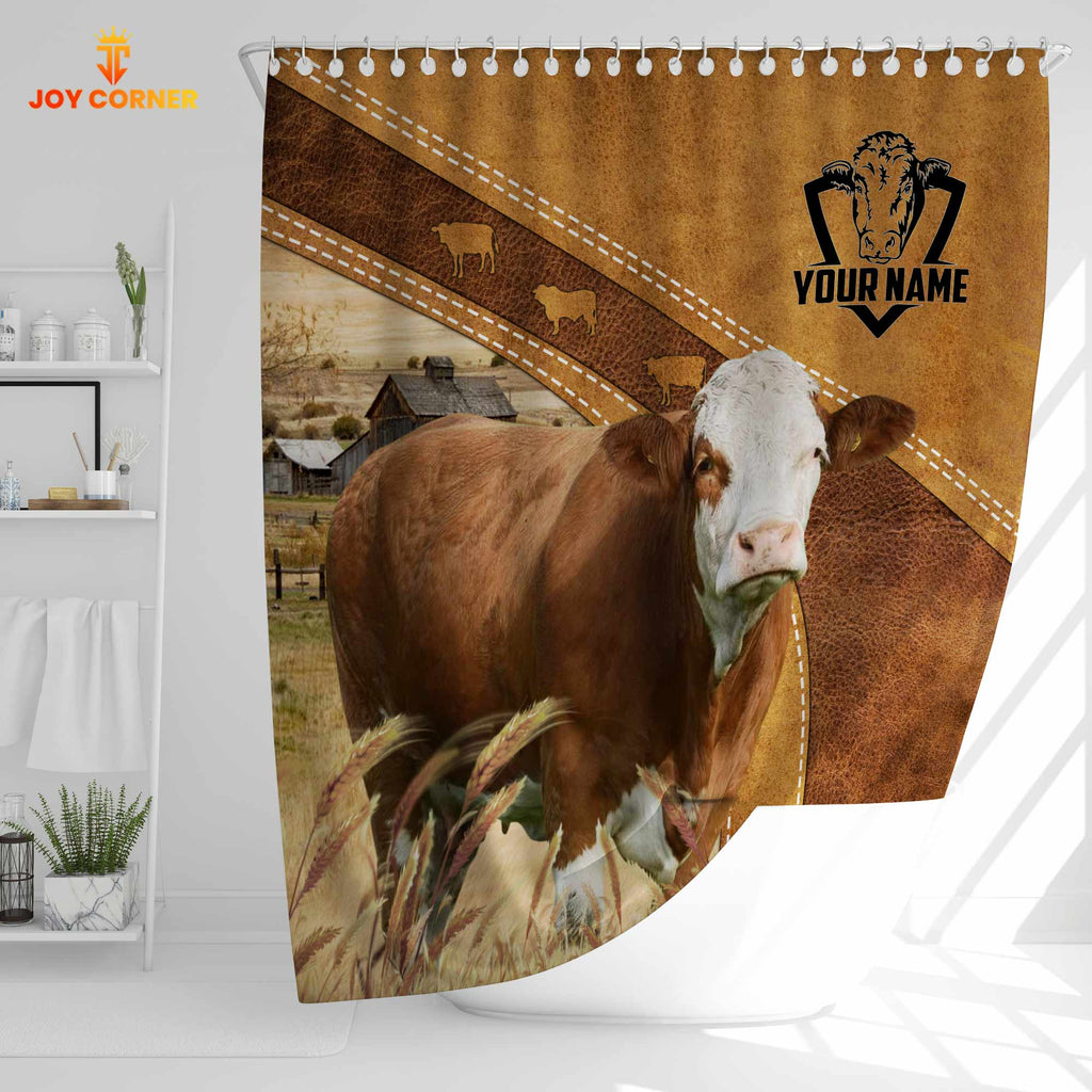 Custom Name Simmental Pattern Shower Curtain