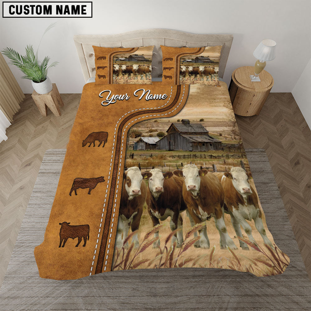 Simmental On The Farm Personalized Name Bedding Set