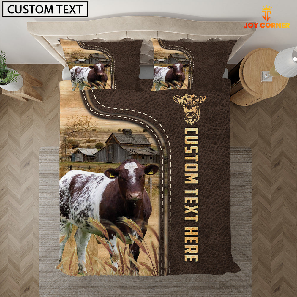 Shorthorn Custom Text Leather Pattern Bedding Set