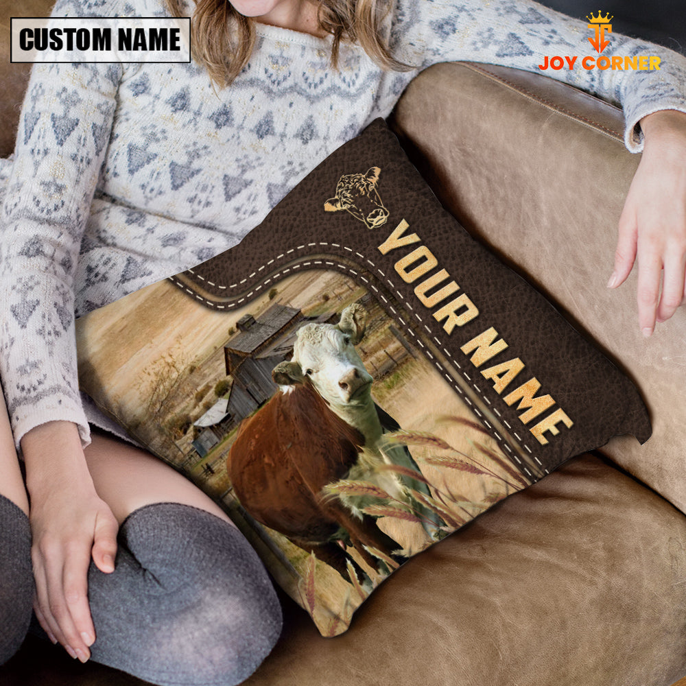 Hereford Custom Name Leather Pattern Pillow Case