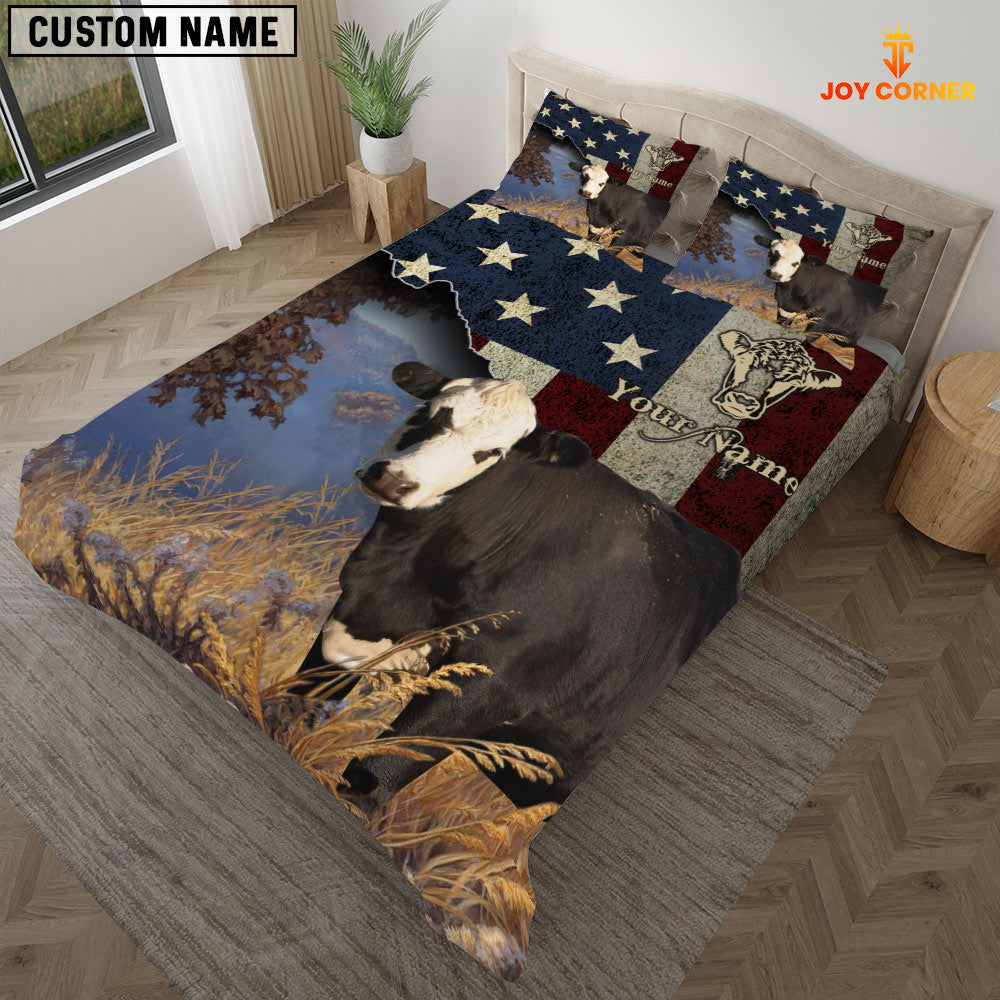 Black Hereford America Customized Name 3D Bedding Set