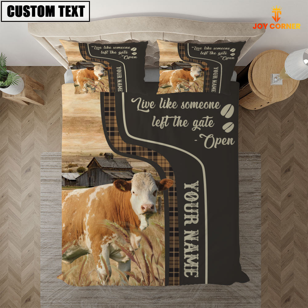 Simmental Like Someone Left The Gate Open Customized Name 3D Bedding Set