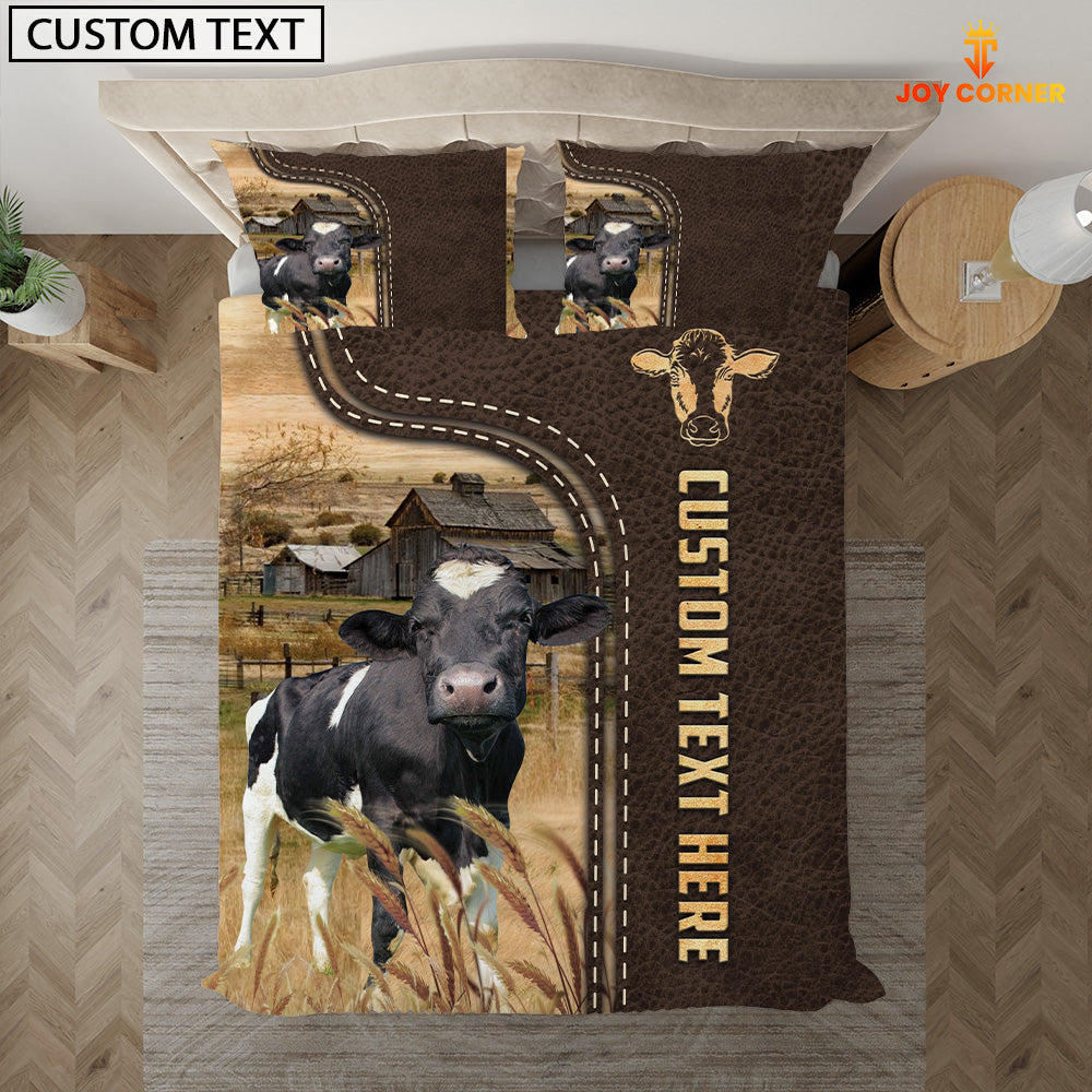 Holstein Custom Text Leather Pattern Bedding Set