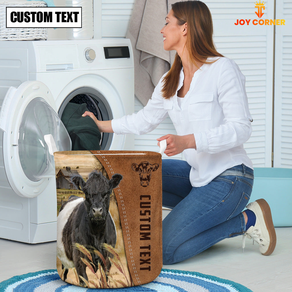 Belted Galloway Brown Farm Custom Name Laundry Basket
