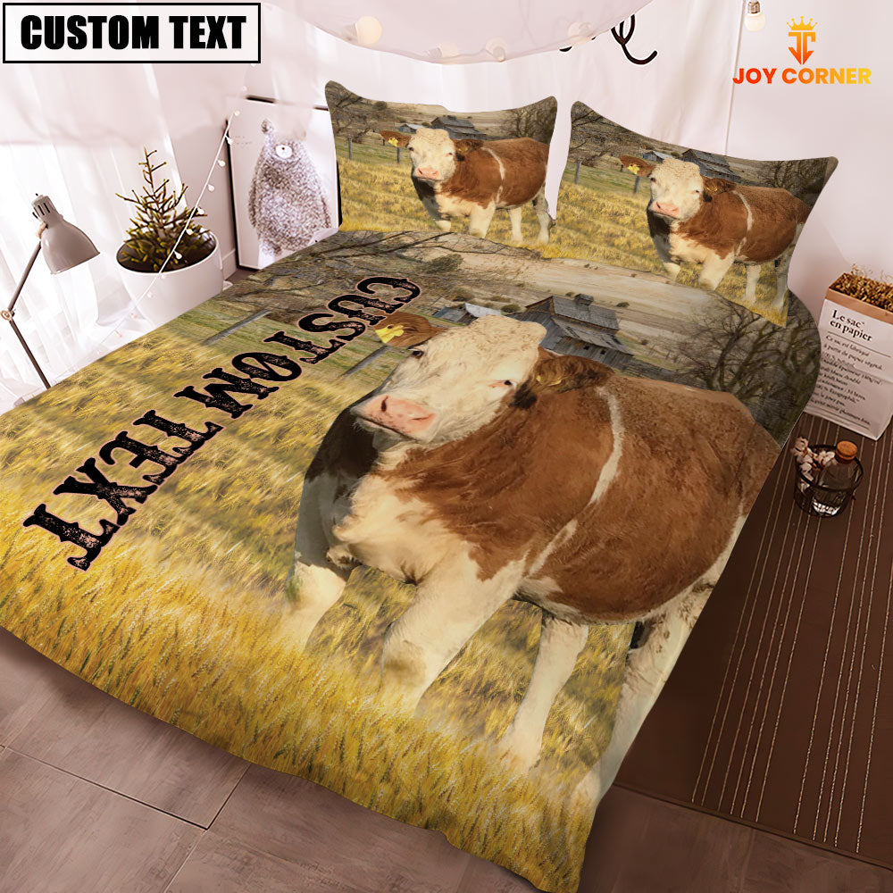 Personalized Name Simmental Cattle On The Farm 3D Bedding Set