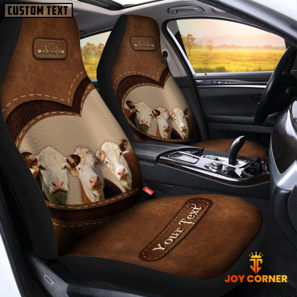 Hereford Pattern Customized Name Heart Car Seat Cover Set