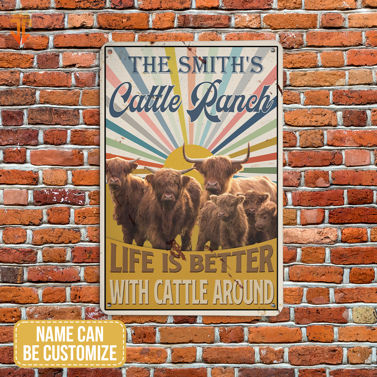 Personalized Highland Life is better with cattle around All Printed 3D Metal Sign