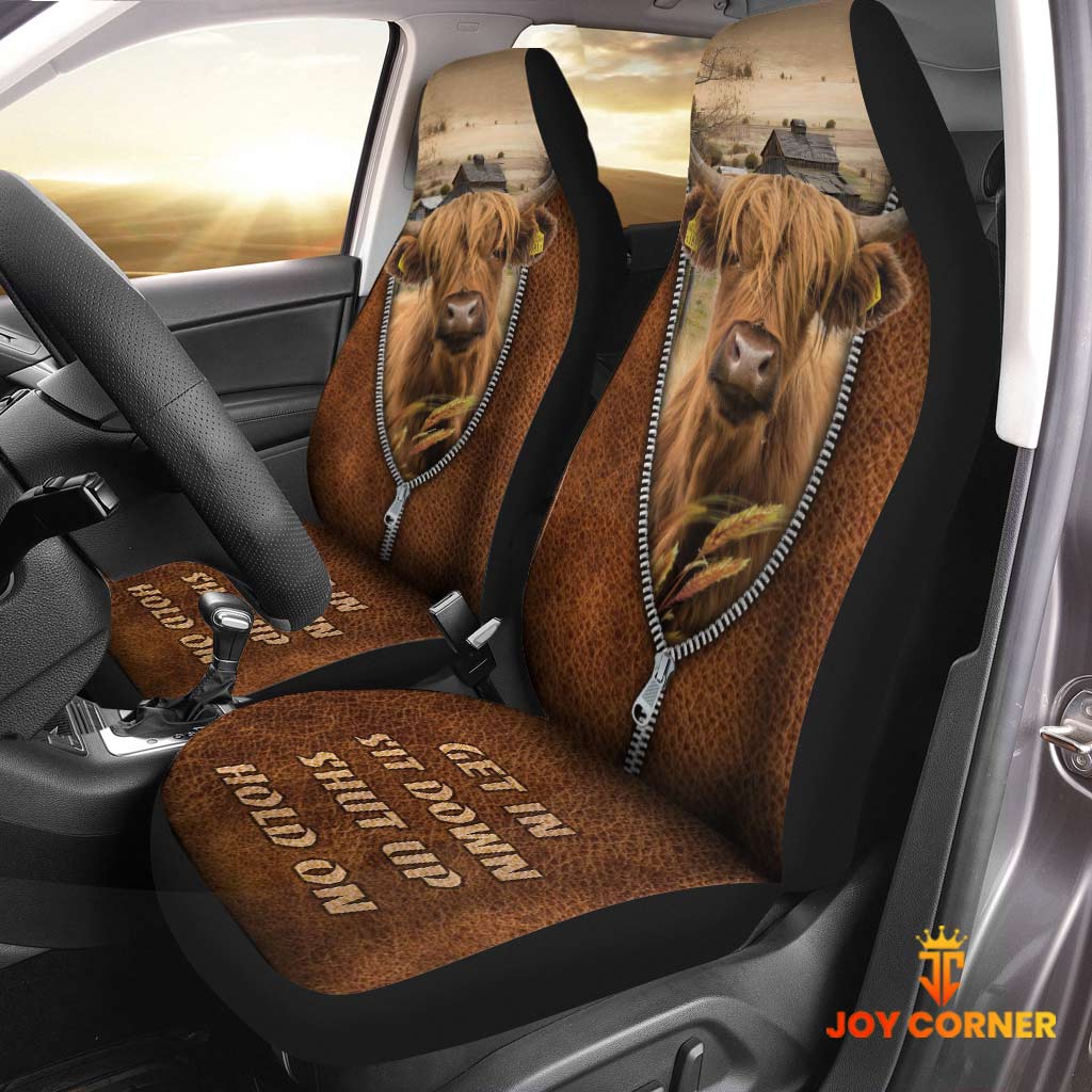 Highland Zipper Leather Pattern Car Seat Covers Universal Fit (2Pcs)