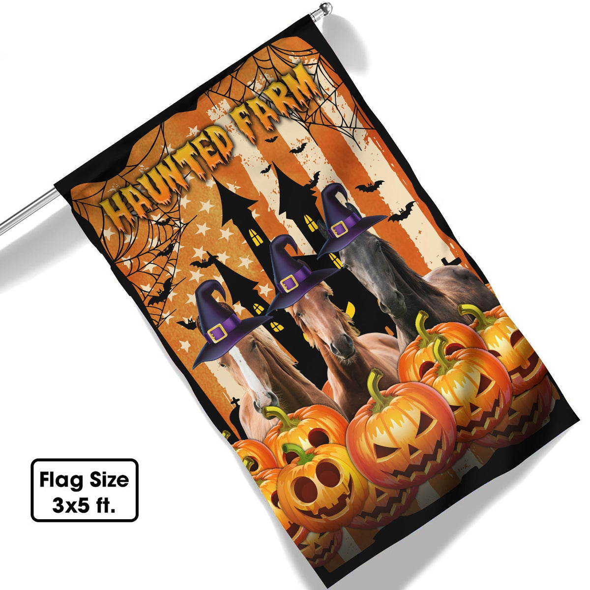 Horse Cattle Haunted Farm Halloween Flag
