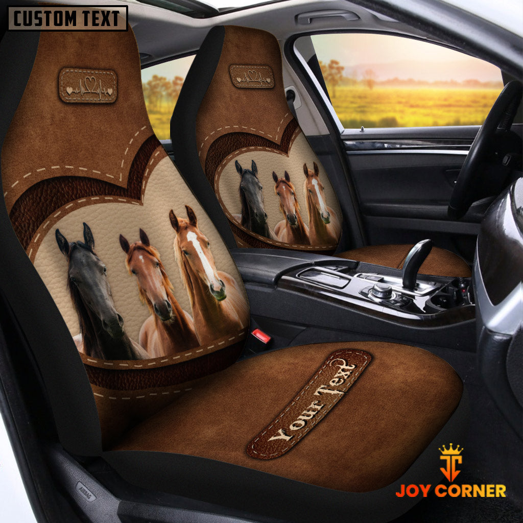 Horse Pattern Customized Name Heart Car Seat Cover Set