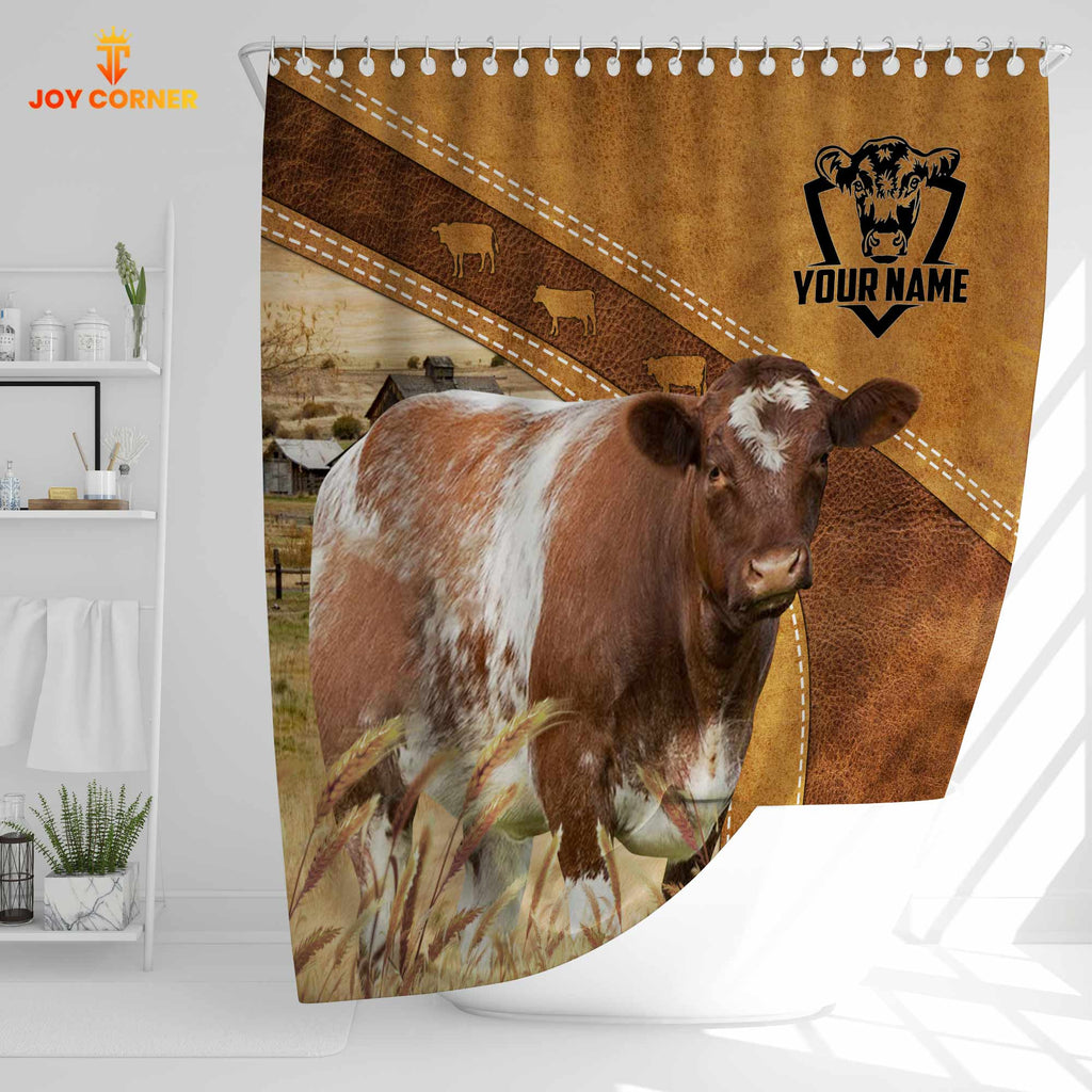 Custom Name Shorthorn Pattern Shower Curtain