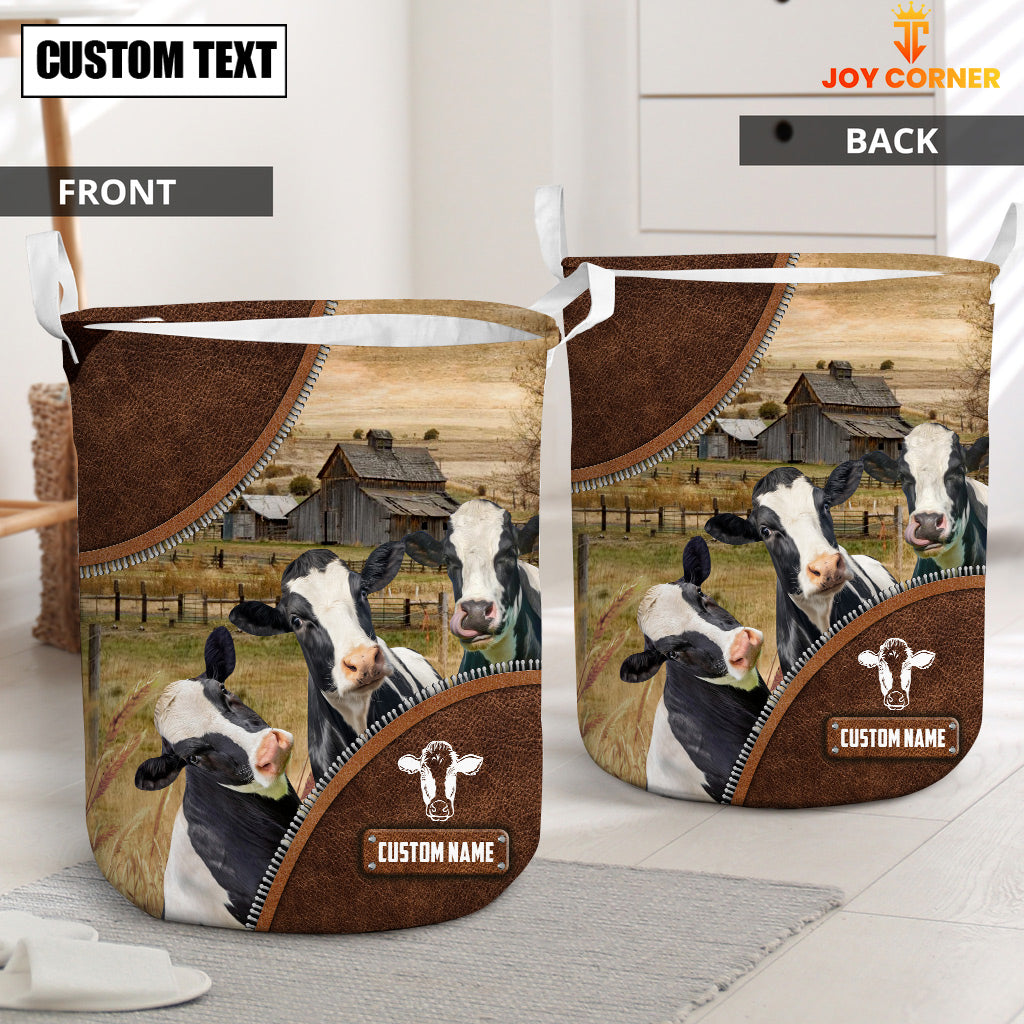 Holstein Cow Custom Name Laundry Basket