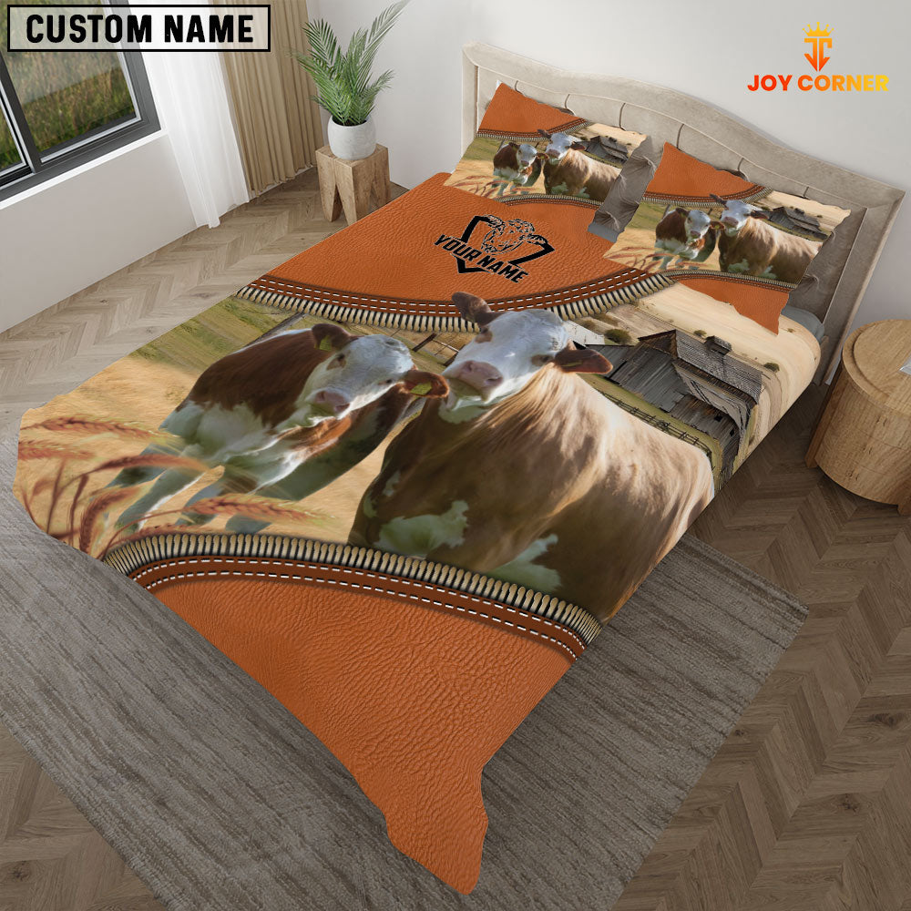 Simmental On The Farm Customized Name 3D Bedding Set
