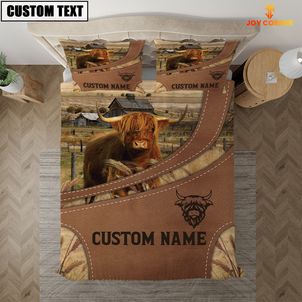 Custom Name Highland On Farm Bedding Set