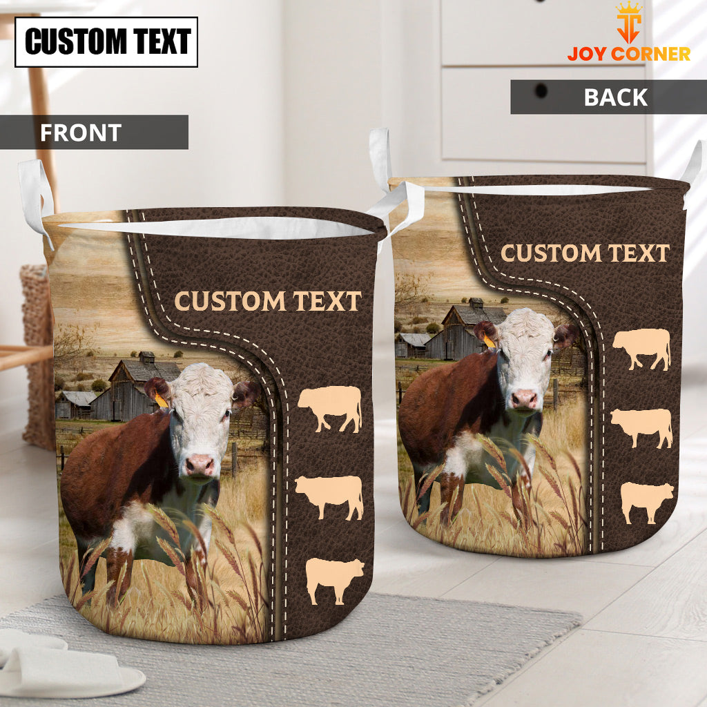 Hereford Custom Name Leather Pattern Laundry Basket