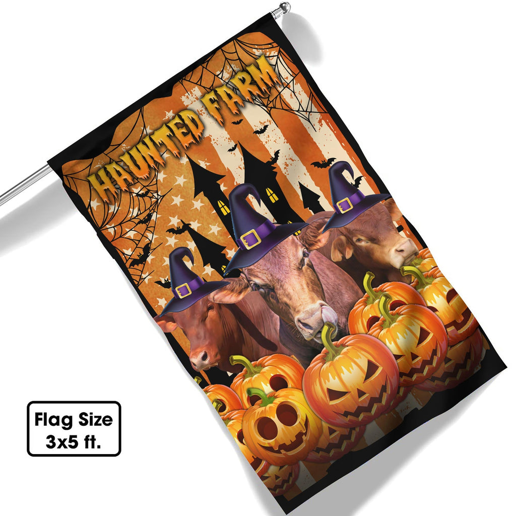 Beefmaster Cattle Haunted Farm Halloween Flag