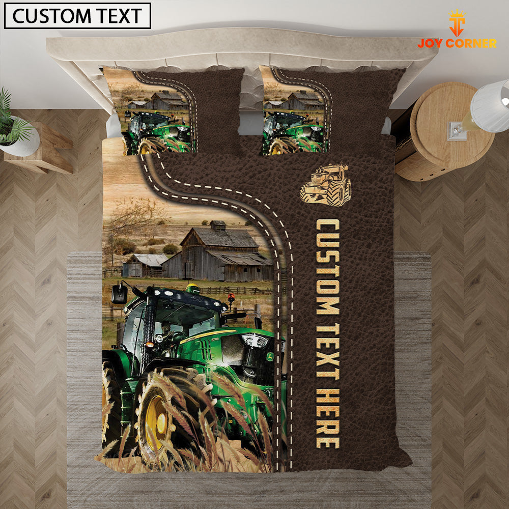 Tractor Custom Text Leather Pattern Bedding Set