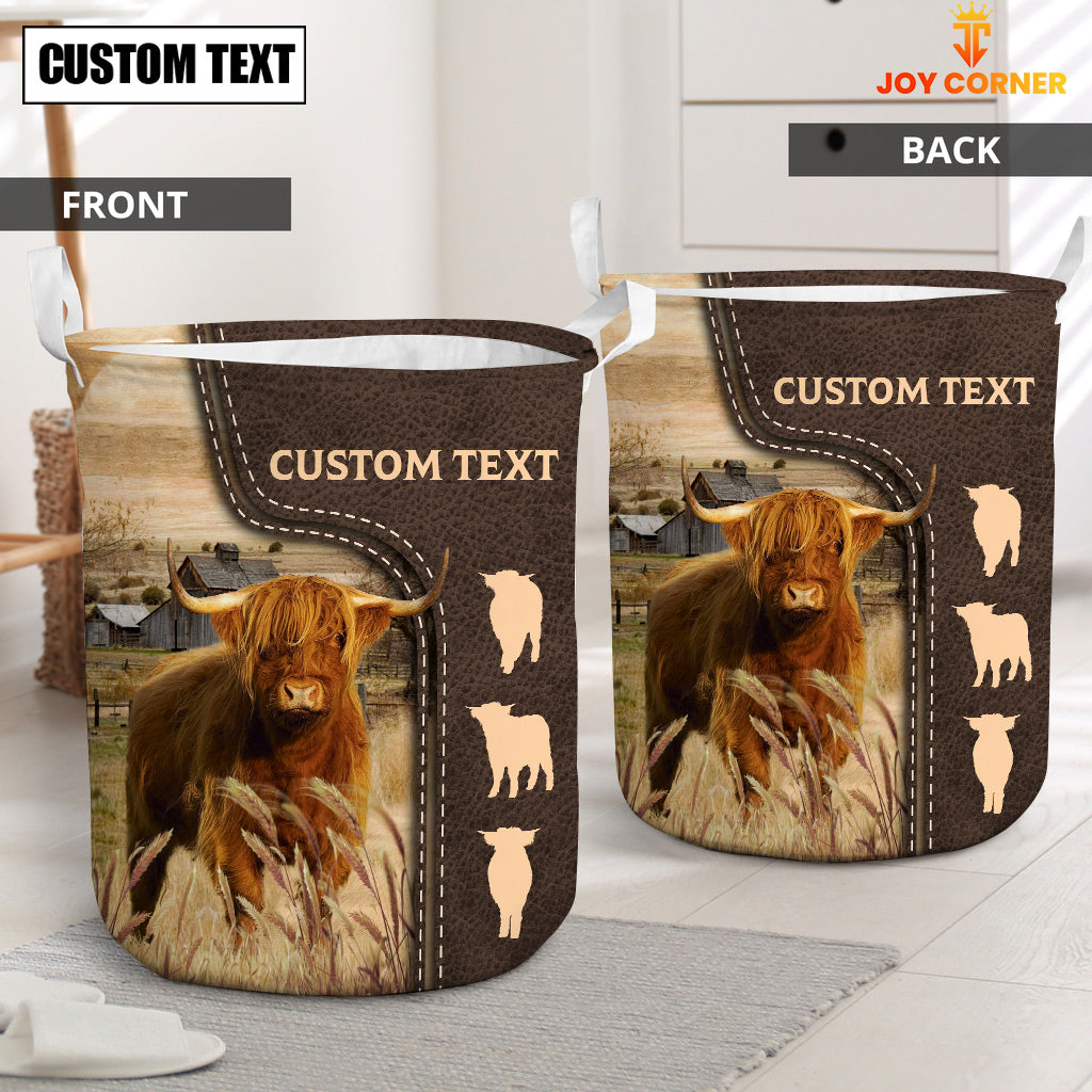 Highland Custom Name Leather Pattern Laundry Basket