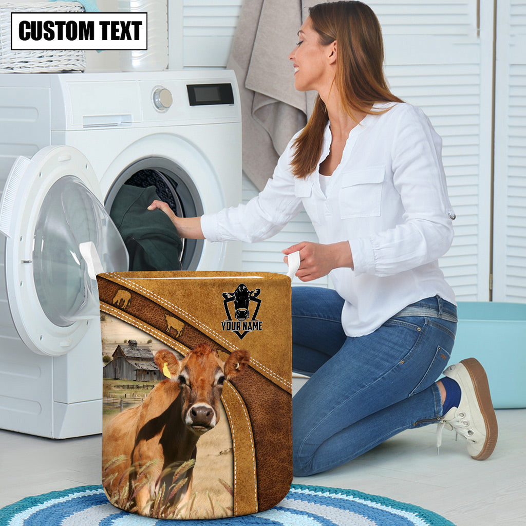 Jersey Cattle Brown Custom Name Basket