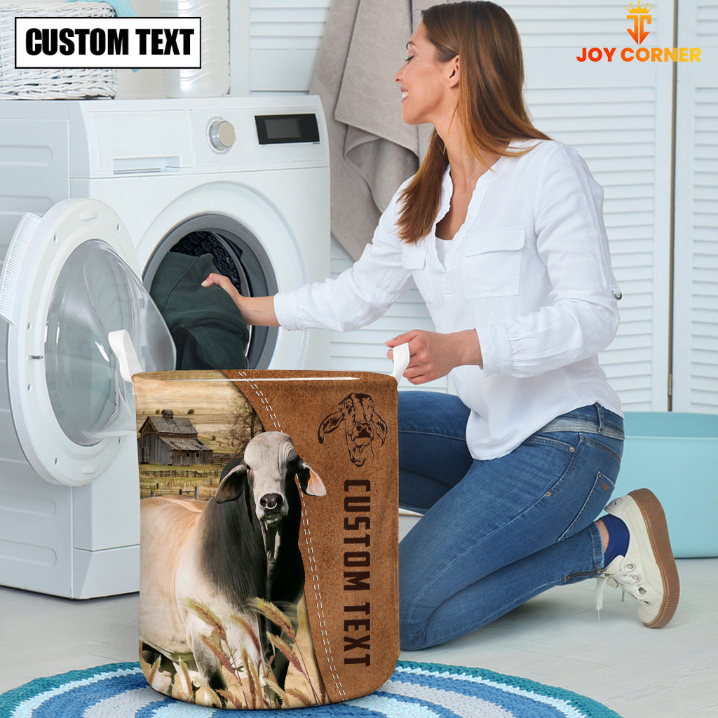 Brahman Brown Farm Custom Name Laundry Basket