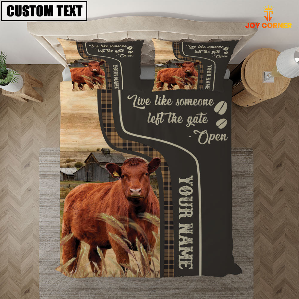 Red Angus Like Someone Left The Gate Open Customized Name 3D Bedding Set