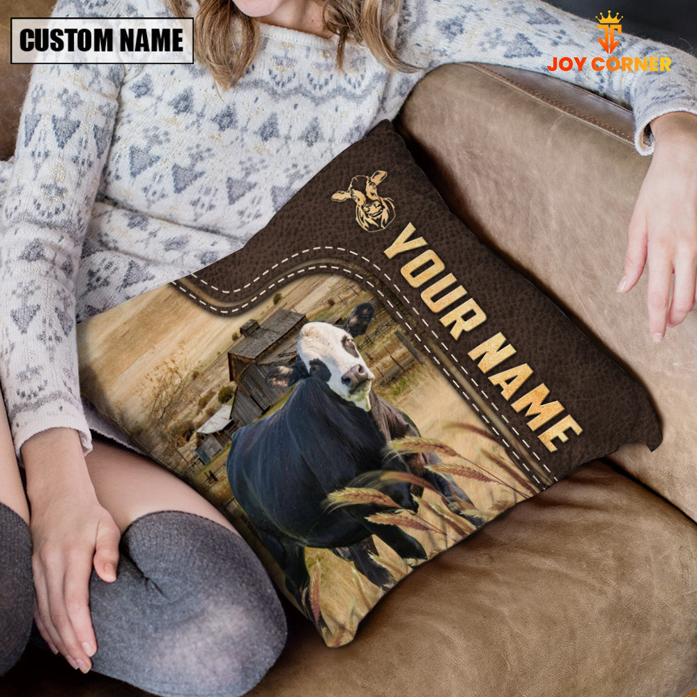 Black Baldy Custom Name Leather Pattern Pillow Case