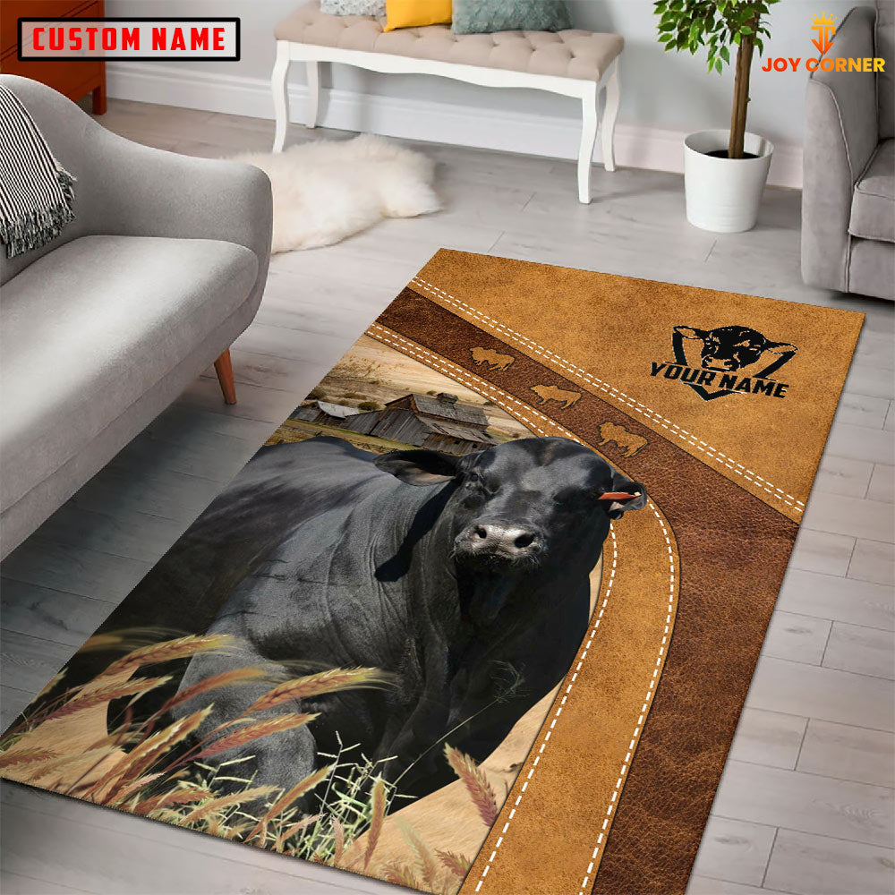 Shorthorn Farming Brown Personalized Name 3D Rug