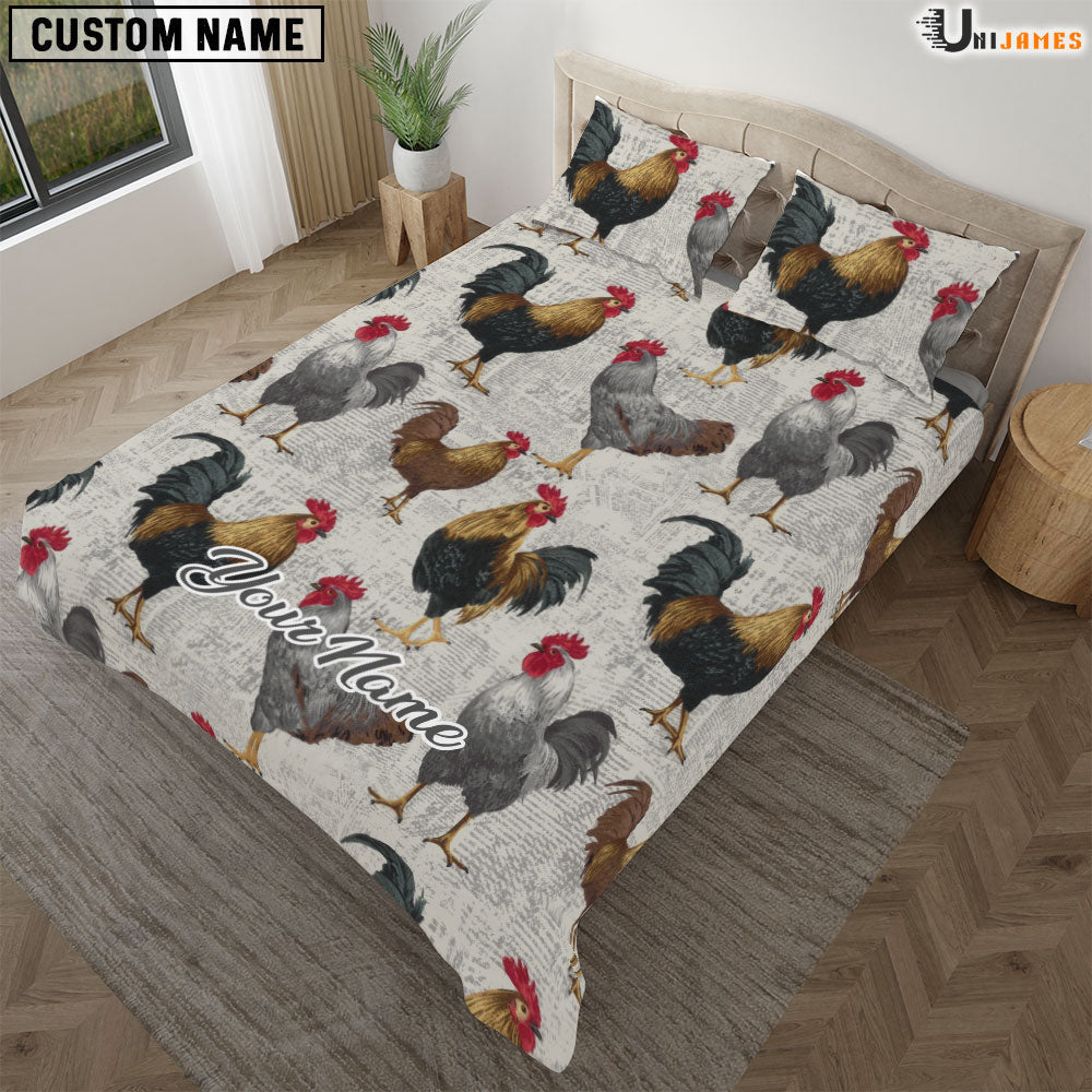Chicken Paper Pattern Custom Name Bedding Set