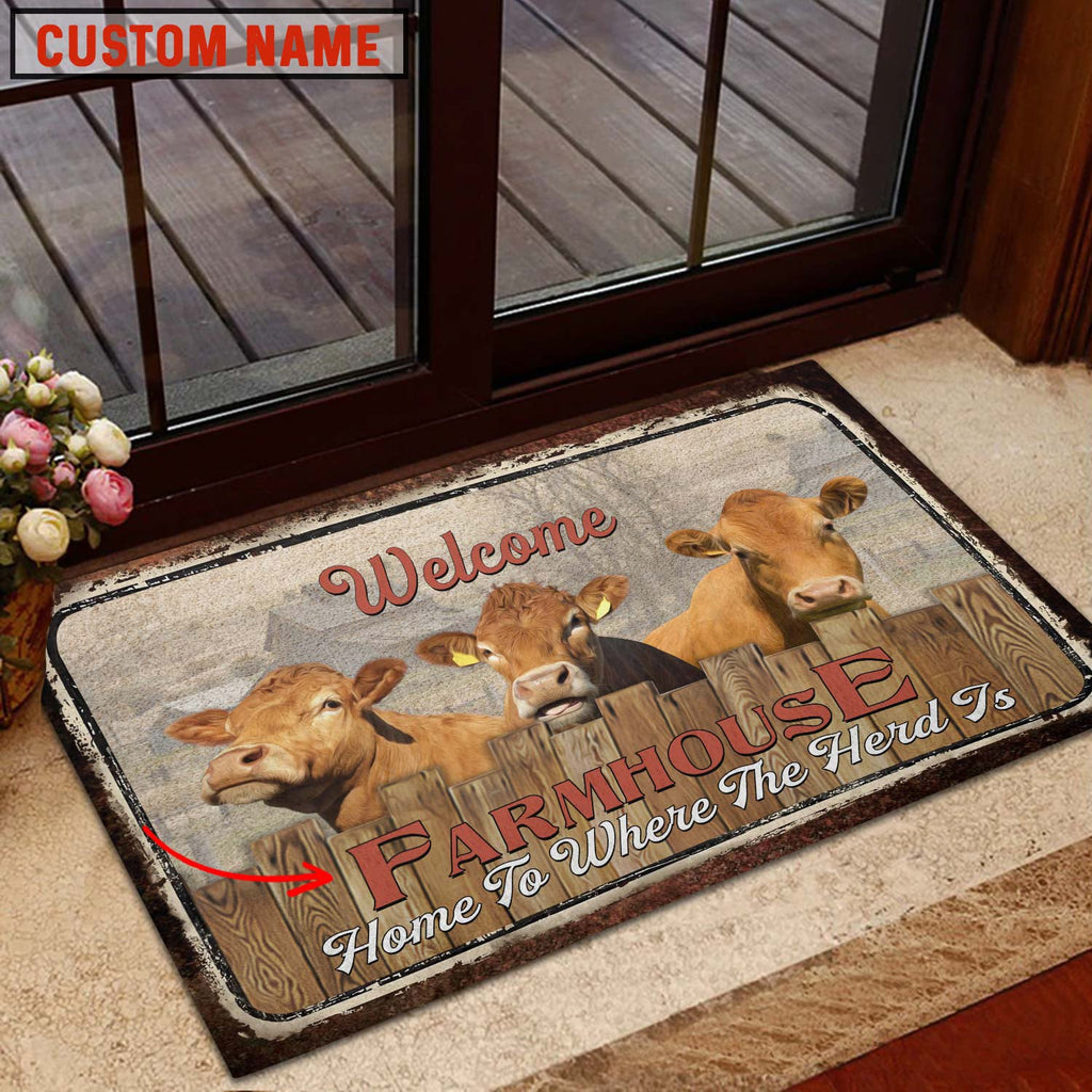Limousin Custom Name - Home To Where The Herd Is FarmHouse Doormat