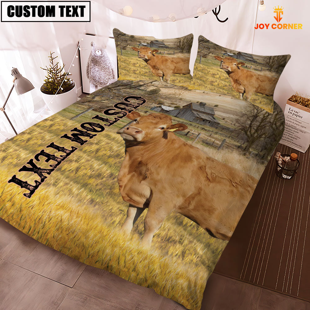 Personalized Name Limousin Cattle On The Farm 3D Bedding Set