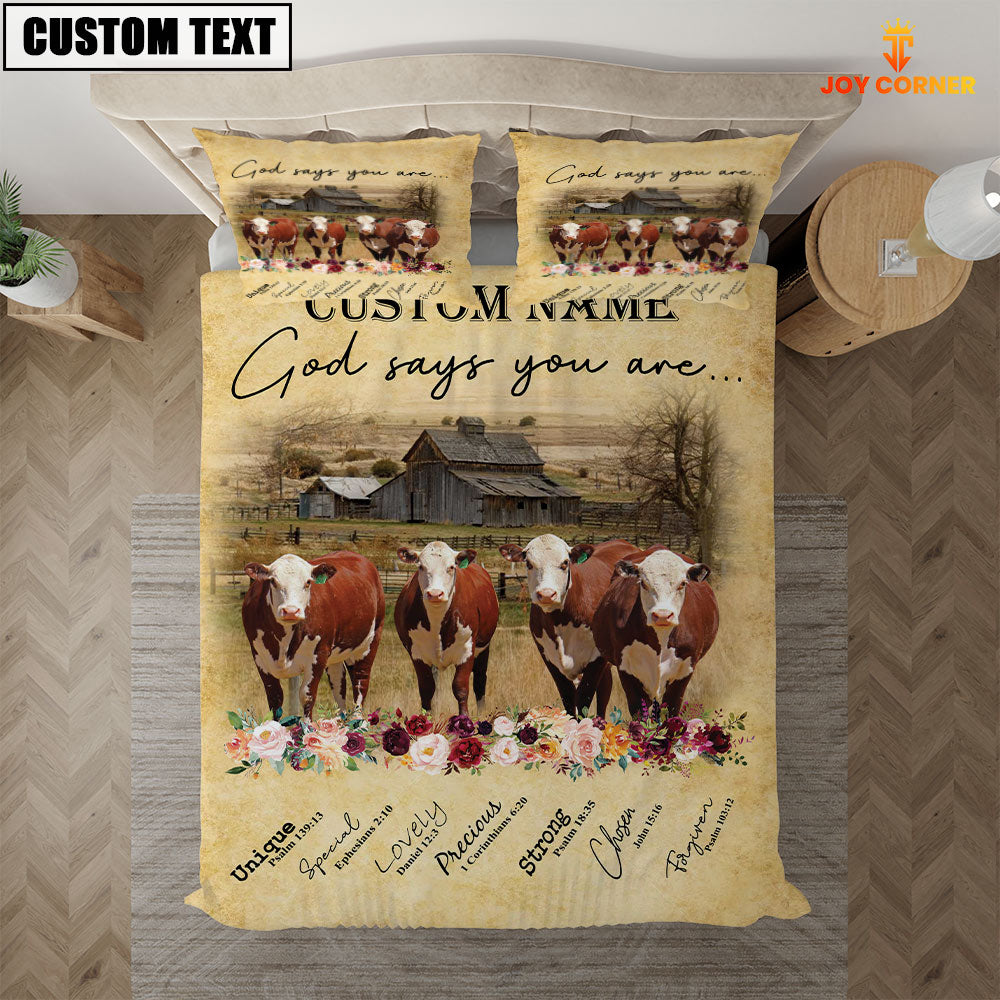 Hereford God Says You Are Custom Name Bedding Set