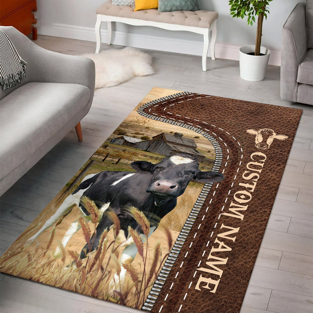 Holstein Farming Personalized Name 3D Rug