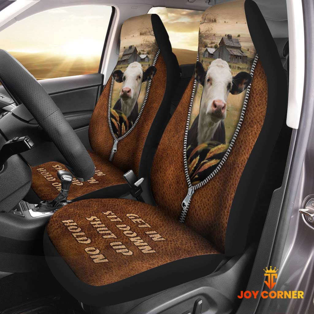 Black Baldy Zipper Leather Pattern Car Seat Covers Universal Fit (2Pcs)
