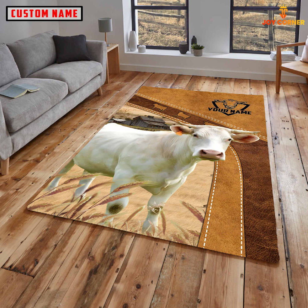 Charolais Farming Brown Personalized Name 3D Rug