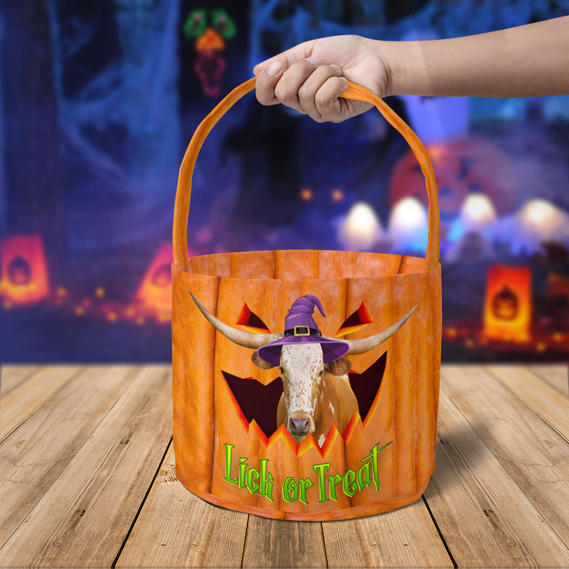 Tx-Longhorn Lick Or Treat Halloween Basket