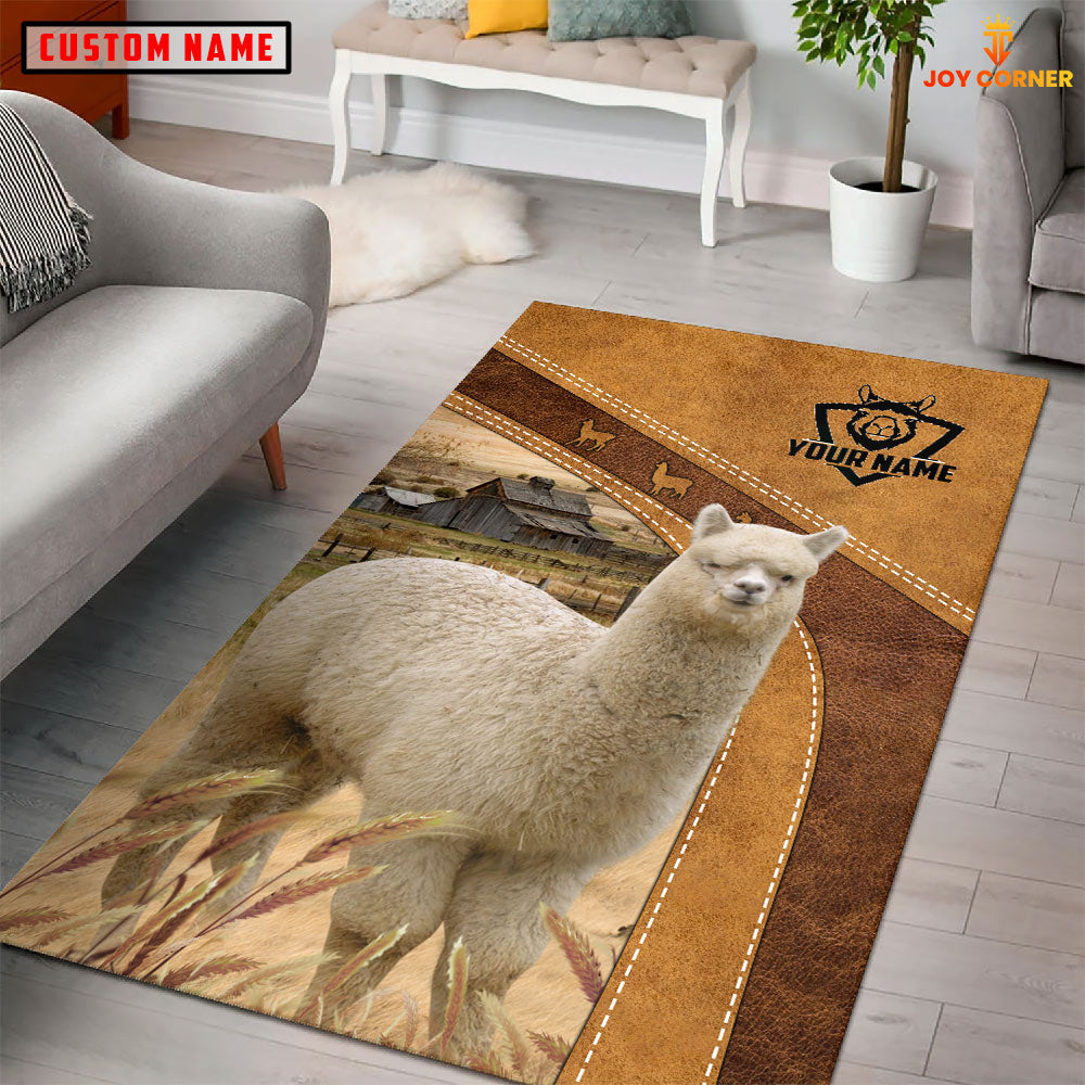 Alpaca Farming Brown Personalized Name 3D Rug