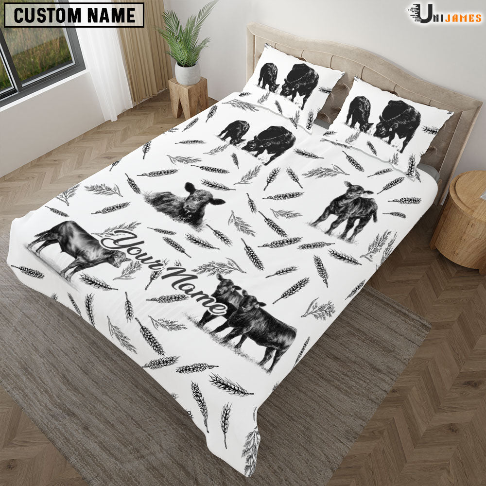 Black Angus Pattern Custom Name Bedding Set