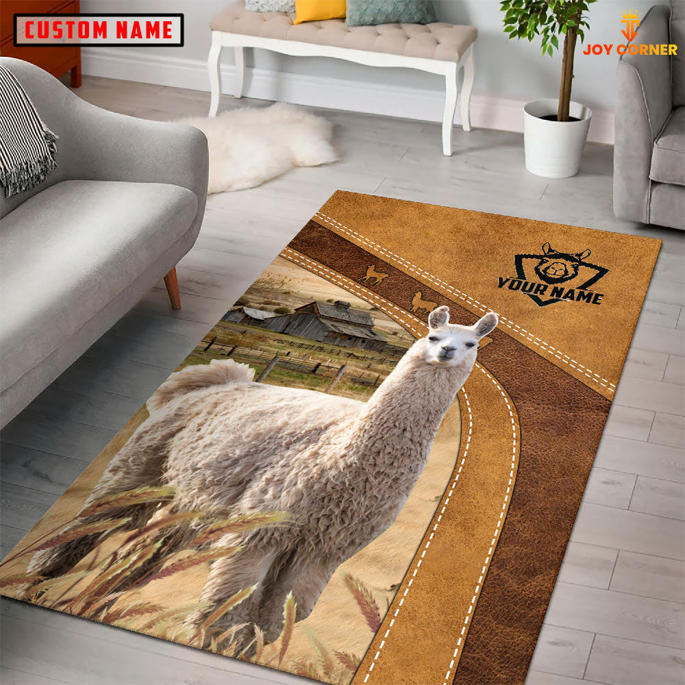 Llama Farming Brown Personalized Name 3D Rug