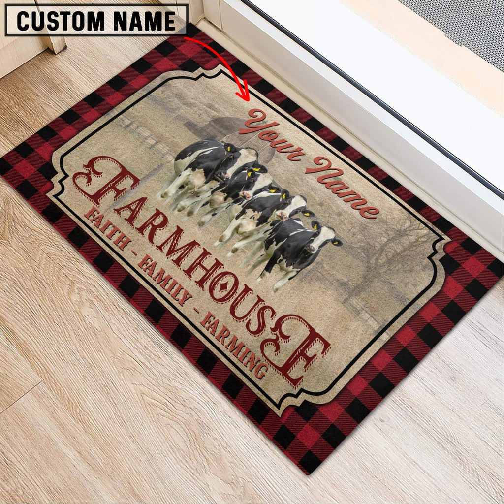 Holstein Faith Family Farming Custom Name Doormat