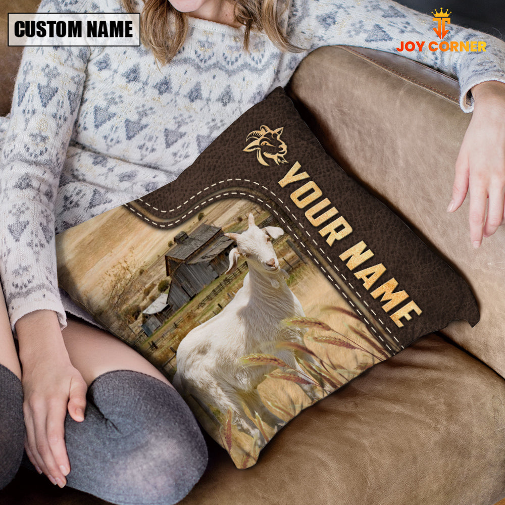Goat Custom Name Leather Pattern Pillow Case