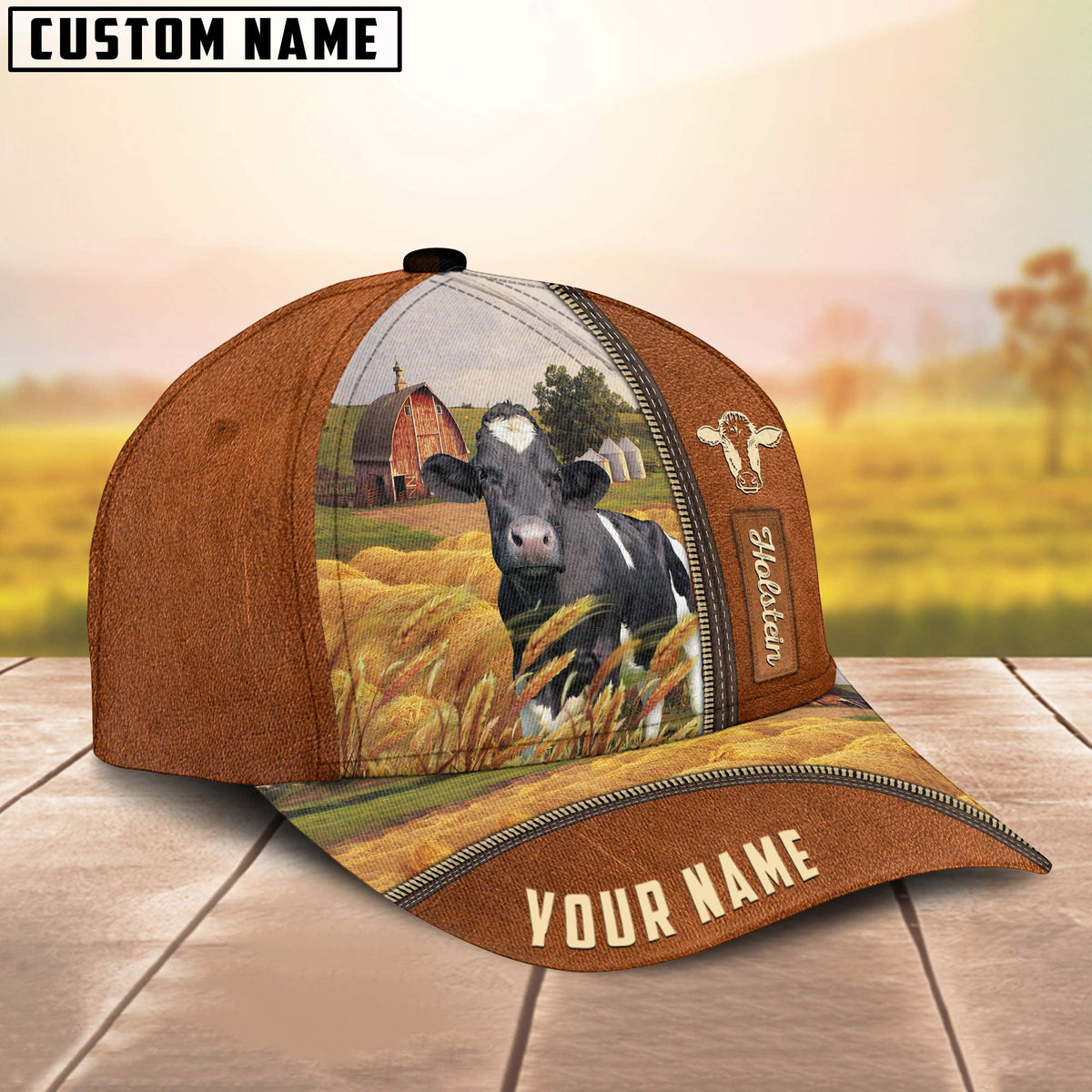 Personalized Name Holstein Barn Farm Cap
