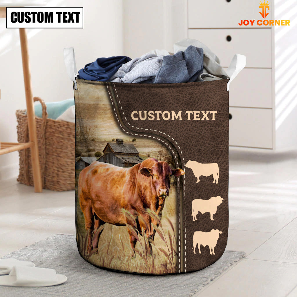 Santa Gertrudis Custom Name Leather Pattern Laundry Basket