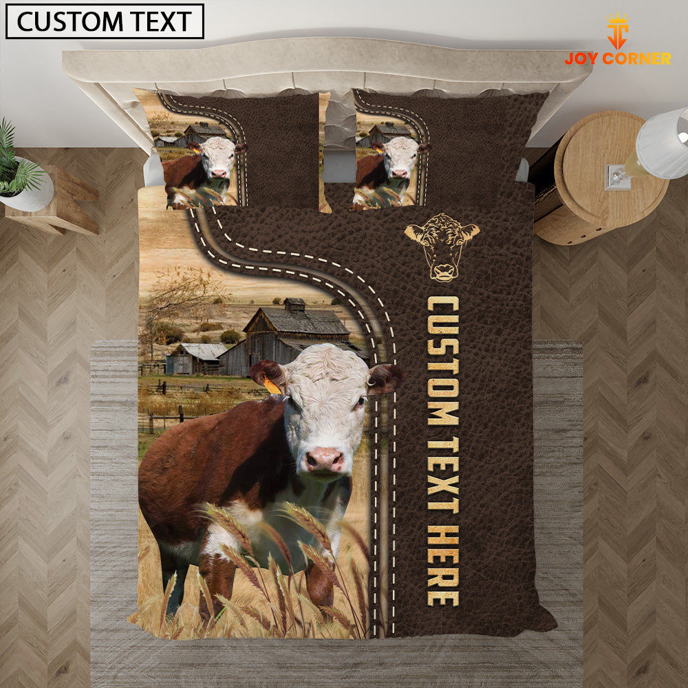 Hereford Custom Text Leather Pattern Bedding Set
