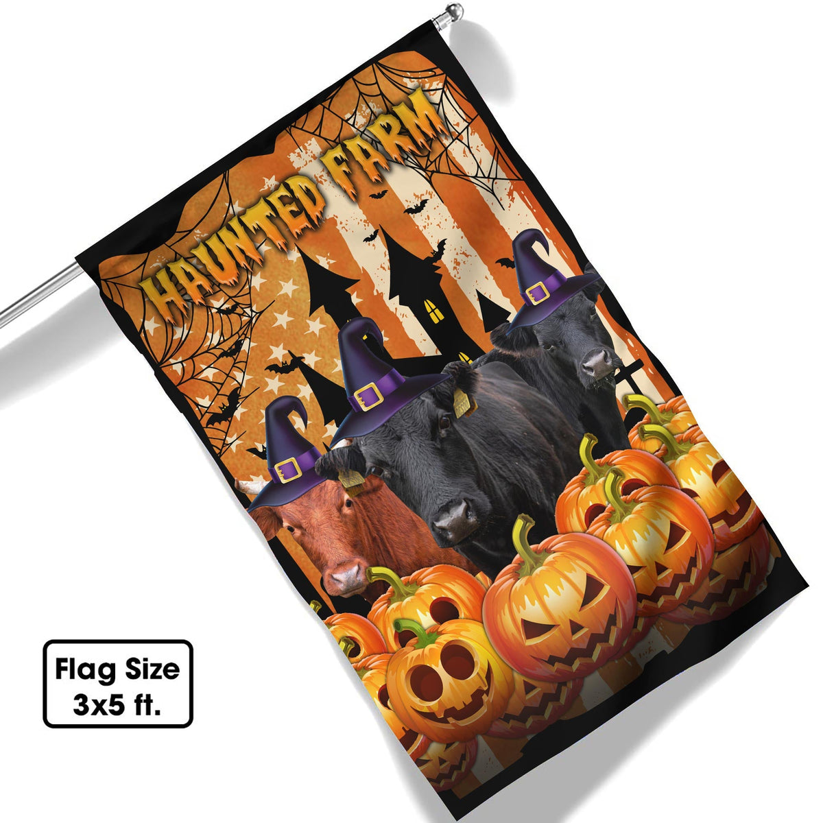 Dexter Cattle Haunted Farm Halloween Flag